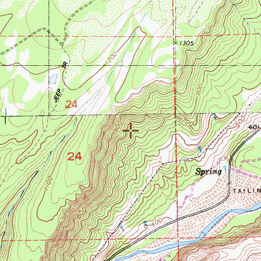 Topographic Map of Butte Creek Canyon Census Designated Place, CA