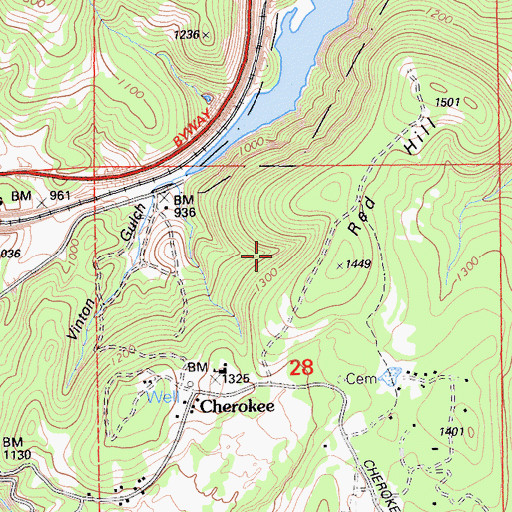 Topographic Map of Cherokee Census Designated Place, CA