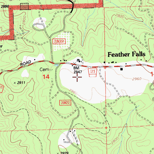 Topographic Map of Feather Falls Census Designated Place, CA
