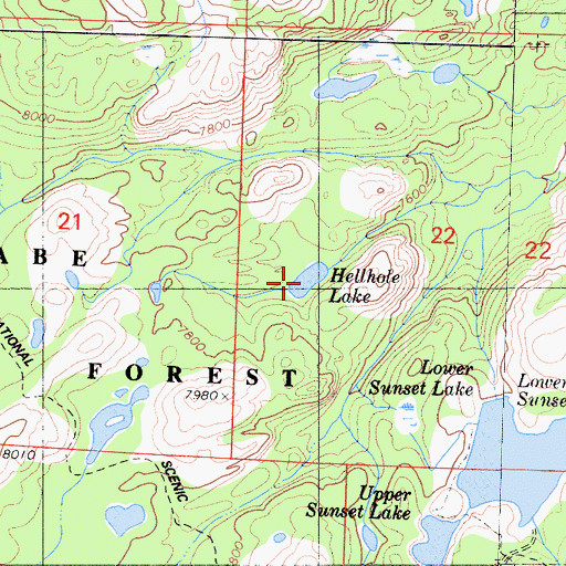 Topographic Map of Hellhole Lake, CA