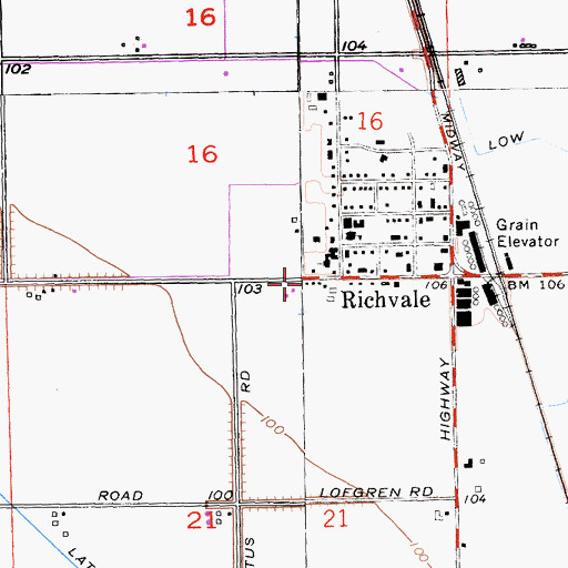 Topographic Map of Richvale Census Designated Place, CA