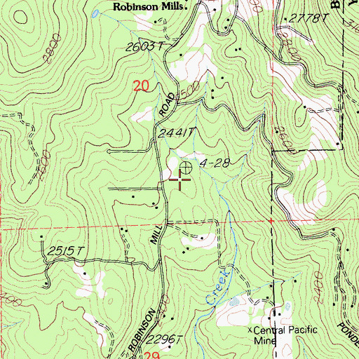Topographic Map of Robinson Mill Census Designated Place, CA