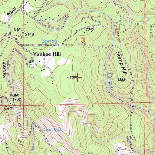 Topographic Map of Yankee Hill Census Designated Place, CA