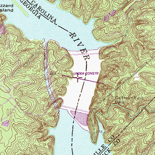 Topographic Map of Richard B Russell Dam, GA