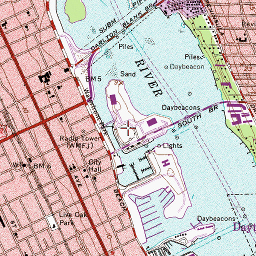 Topographic Map of Jackie Robinson Ballpark, FL