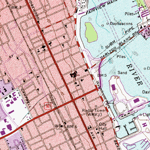 Topographic Map of Daytona Beach Regional Service Center, FL
