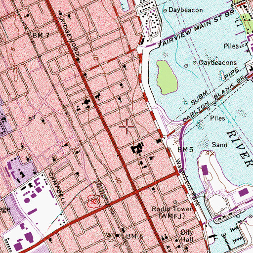 Topographic Map of Volusia County Justice Center, FL