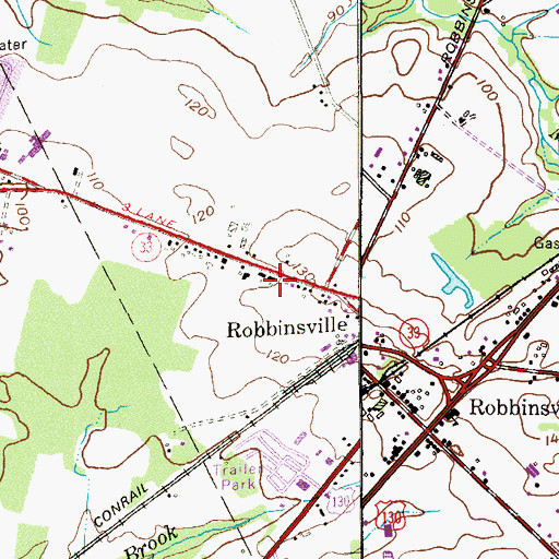 Topographic Map of Robbinsville Census Designated Place, NJ