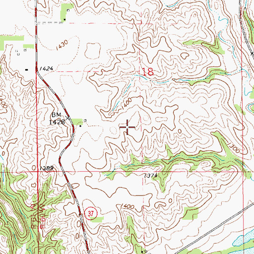 Topographic Map of Running Water Census Designated Place, SD