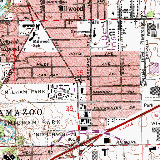 Topographic Map of Milwood United Methodist Church, MI