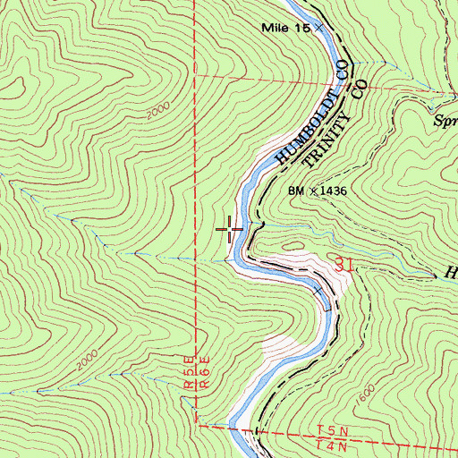 Topographic Map of Hells Half Acre Creek, CA