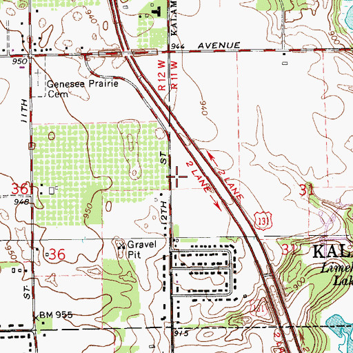 Topographic Map of Twelfth Street Baptist Church, MI
