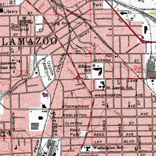 Topographic Map of Vineyard Church of Kalamazoo, MI