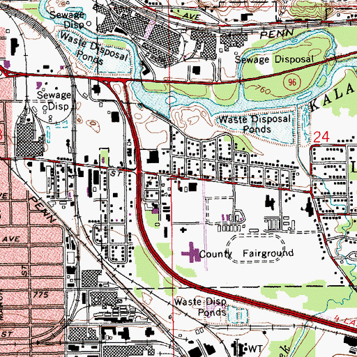 Topographic Map of Mall City Church of Christ, MI