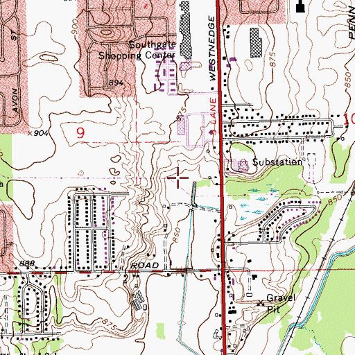 Topographic Map of Crossroads Mall, MI