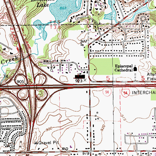 Topographic Map of Angling Road Elementary School, MI