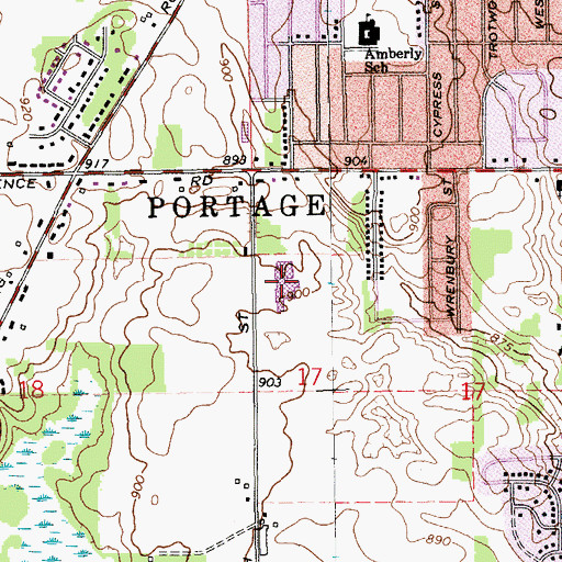 Topographic Map of Portage West Middle School, MI
