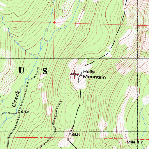 Topographic Map of Hells Mountain, CA
