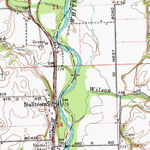 Topographic Map of Pot Creek, IN