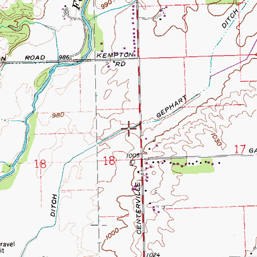 Topographic Map of Gephart Ditch, IN