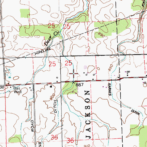 Topographic Map of Kerns Ditch, IN