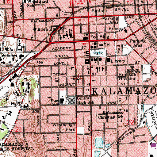 Topographic Map of Annunciation Greek Orthodox Church, MI