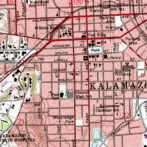 Topographic Map of Trinity Lutheran Church, MI