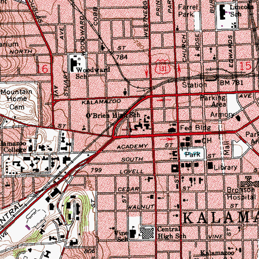 Topographic Map of Saint Augustine Cathedral, MI
