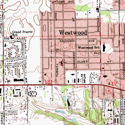 Topographic Map of Church of God Westwood, MI