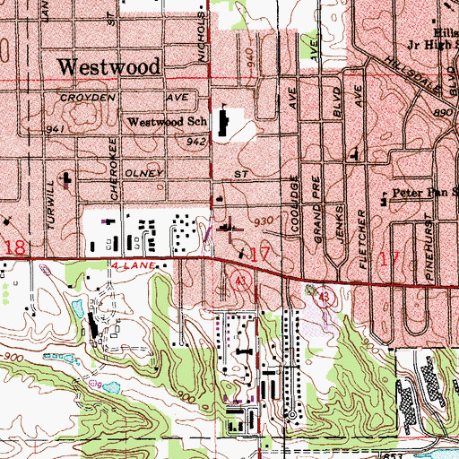 Topographic Map of Westwood United Methodist Church, MI