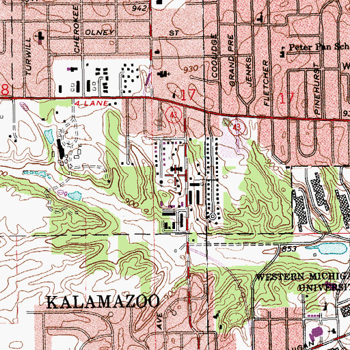 Topographic Map of Latvian Evangelical Lutheran Church, MI