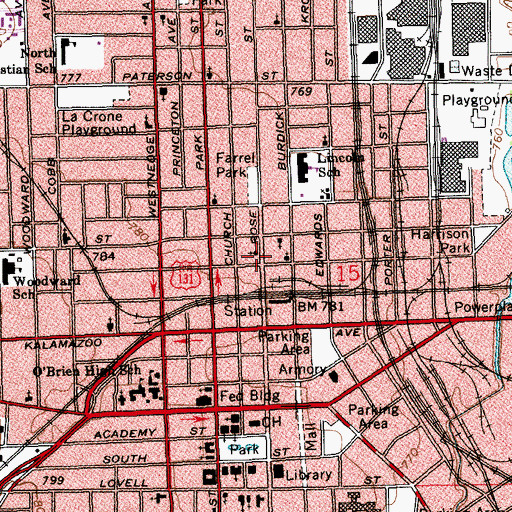 Topographic Map of Second Baptist Church, MI