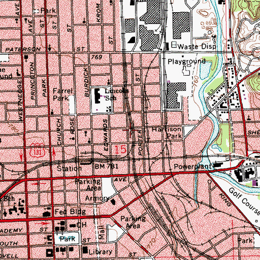 Topographic Map of Saint James Church of God in Christ, MI