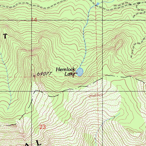 Topographic Map of Hemlock Lake, CA