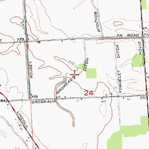Topographic Map of Gromeaux Ditch, IN