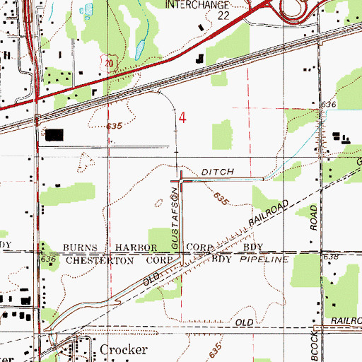 Topographic Map of Gustafson Ditch, IN