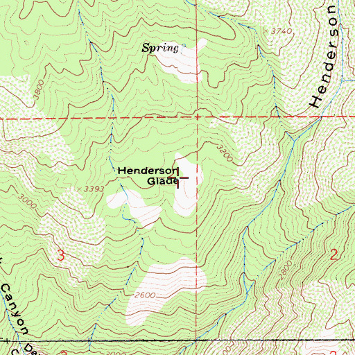 Topographic Map of Henderson Glade, CA