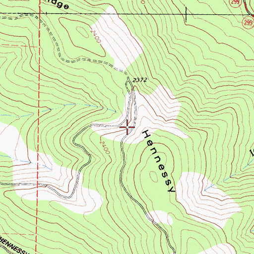 Topographic Map of Hennessy Ridge, CA