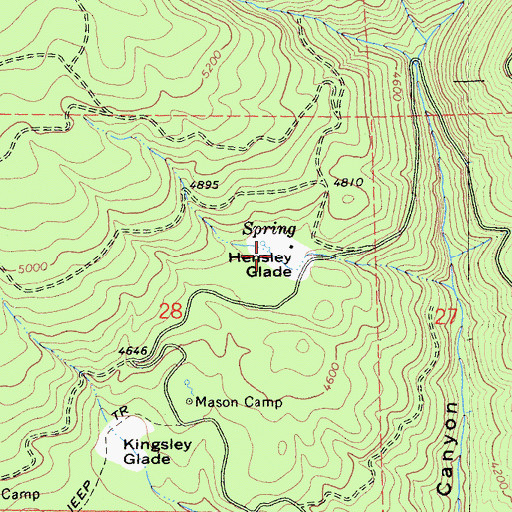 Topographic Map of Hensley Glade, CA