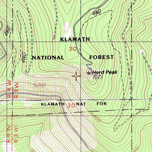 Topographic Map of Herd Peak, CA