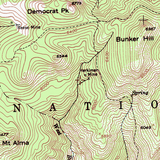 Topographic Map of Herkimer Mine, CA
