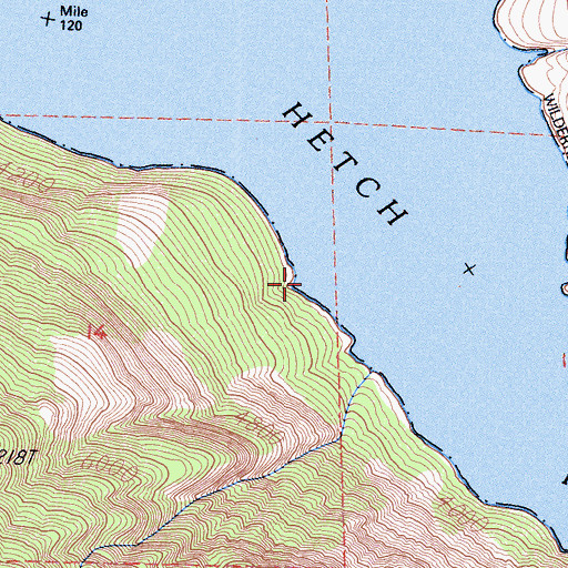 Topographic Map of Hetch Hetchy Reservoir, CA