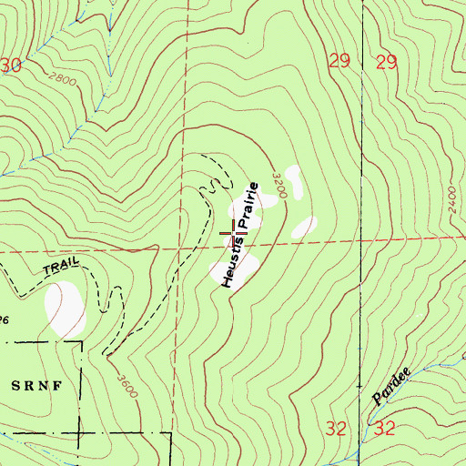 Topographic Map of Heustis Prairie, CA