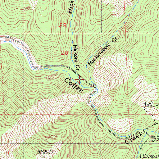 Topographic Map of Hickory Creek, CA