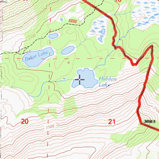 Topographic Map of Hidden Lake, CA