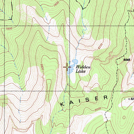 Topographic Map of Hidden Lake, CA