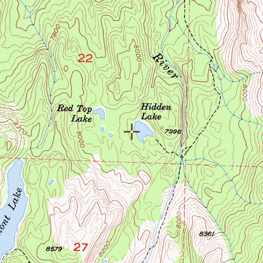 Topographic Map of Hidden Lake, CA