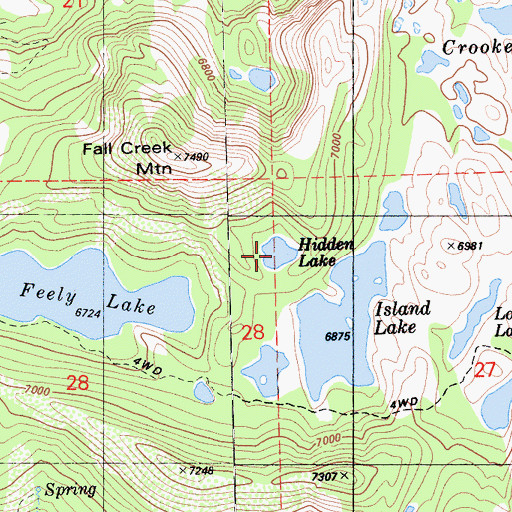 Topographic Map of Hidden Lake, CA