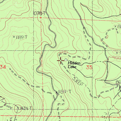 Topographic Map of Hidden Lake, CA