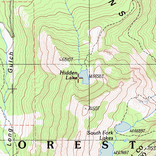 Topographic Map of Hidden Lake, CA
